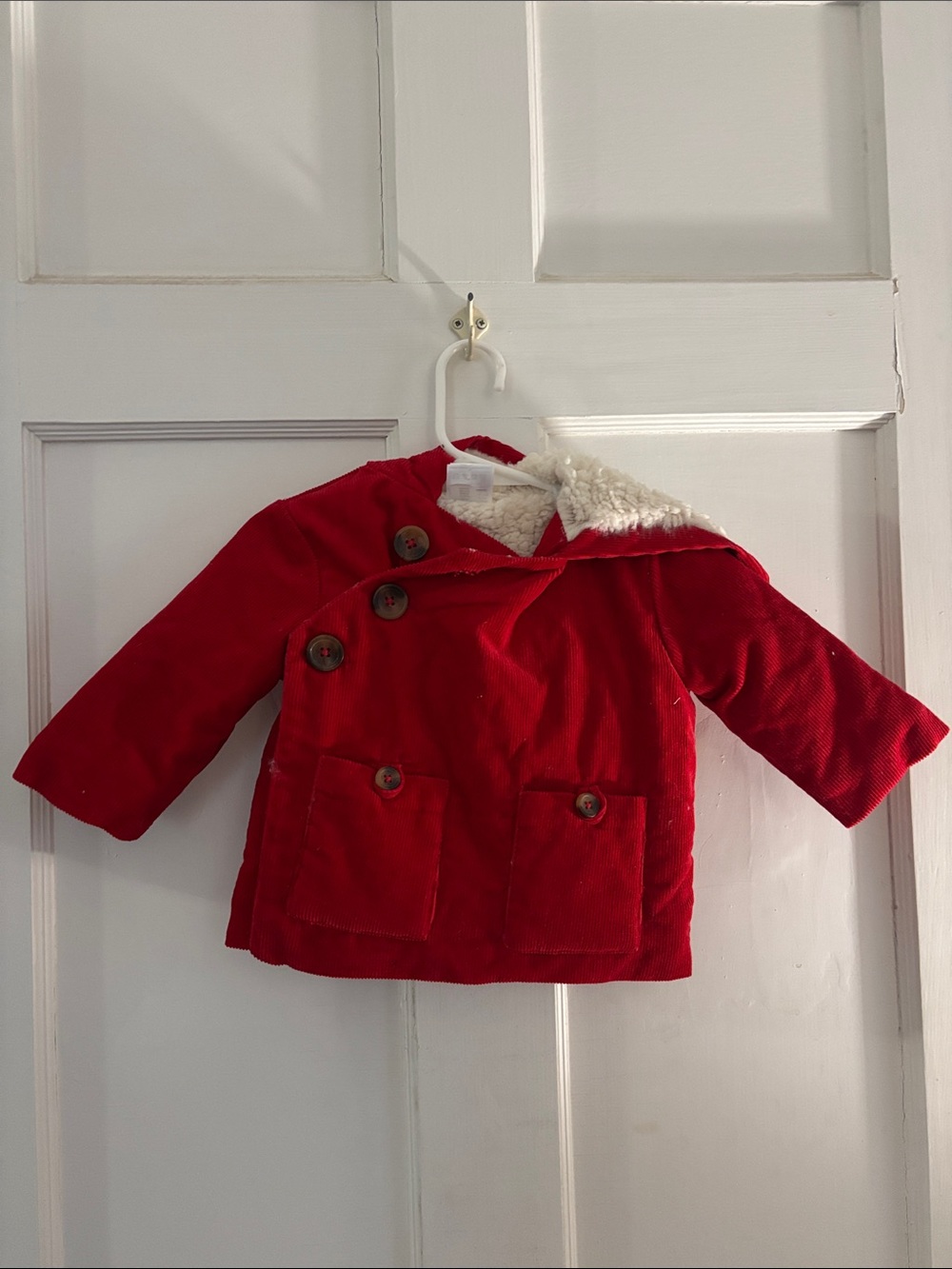 Hanna Andersson Red Corduroy Peacoat with Sherpa Lining #21
